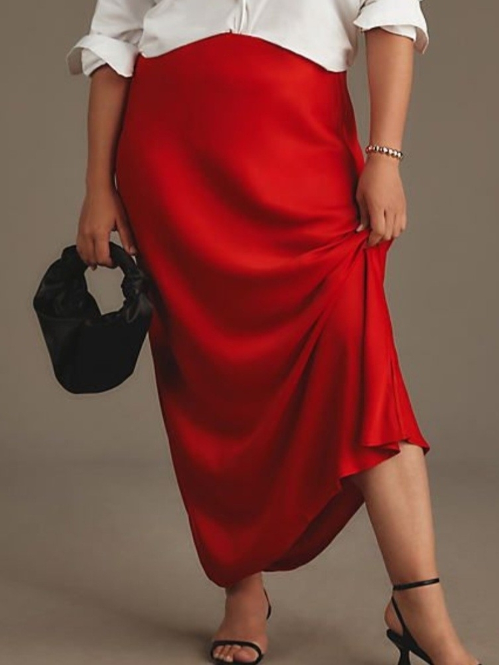 By Anthropologie Red Tilda Maxi Slip Skirt Viscose Bias Cut M Career Boho Luxury